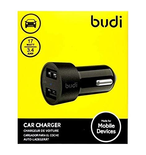 BUDI CAR CHARGER 2 USB PORTS M8J109 WHT