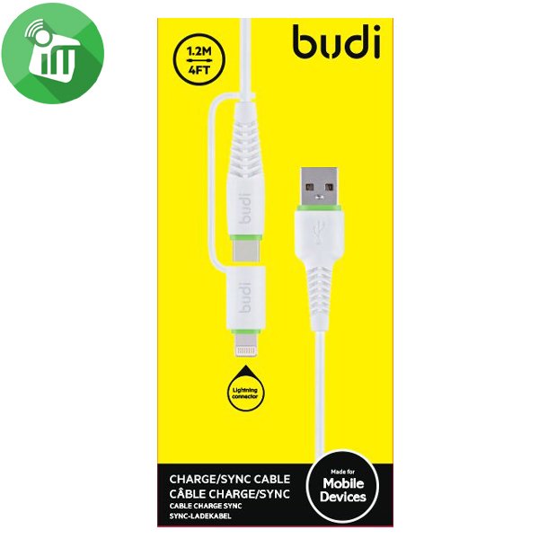 BUDI CHARGE/SYNC LIGHTNING CONNECTOR CABLE M8J150UTL WHT