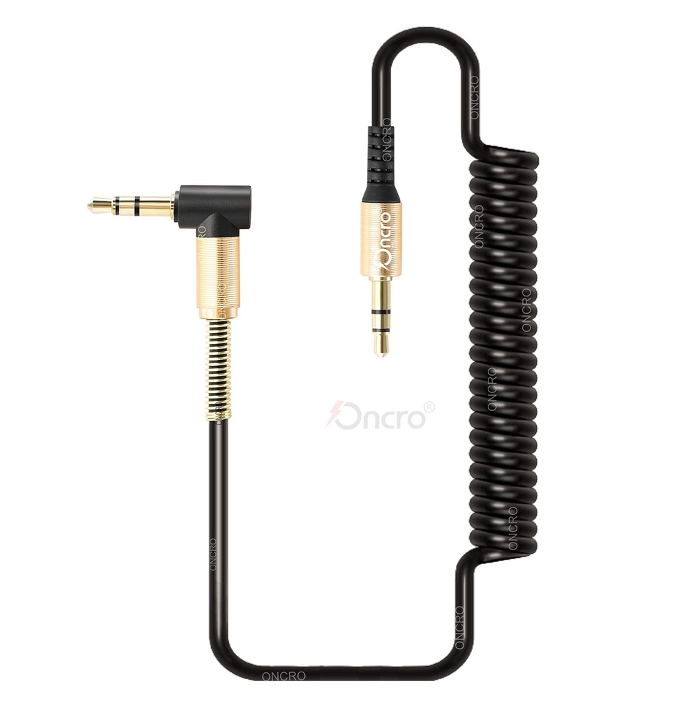 BUDI COILED AUX CABLE M8J150XS BLACK