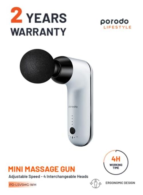 Porodo Lifestyle U- Shaped Handle 4-Head Deep Massager Intelligent LCD Display - Black PDLFSTH021BK