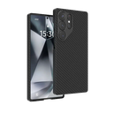 Levelo Sergei 1500D Kevlar Fiber Case For Samsung S25 Ultra - Black LVL-SERG-S25U-BK