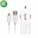 Budi Car Charger 2 USB Port With Lightning Cable M8J071